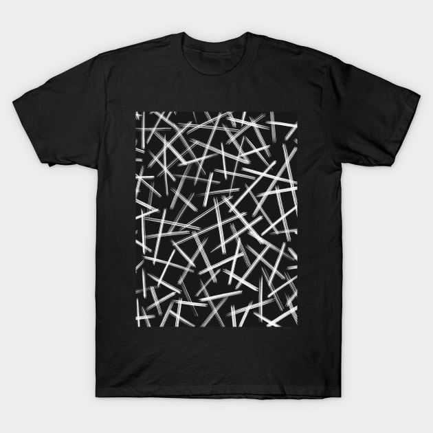 Monochrome Brush Strokes Pattern T-Shirt by OneThreeSix